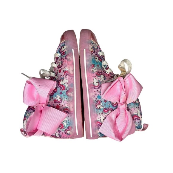Jojo Siwa Bow High Top Glutter Unicorn Pink Sneakers Lace Up - Picture 8 of 10